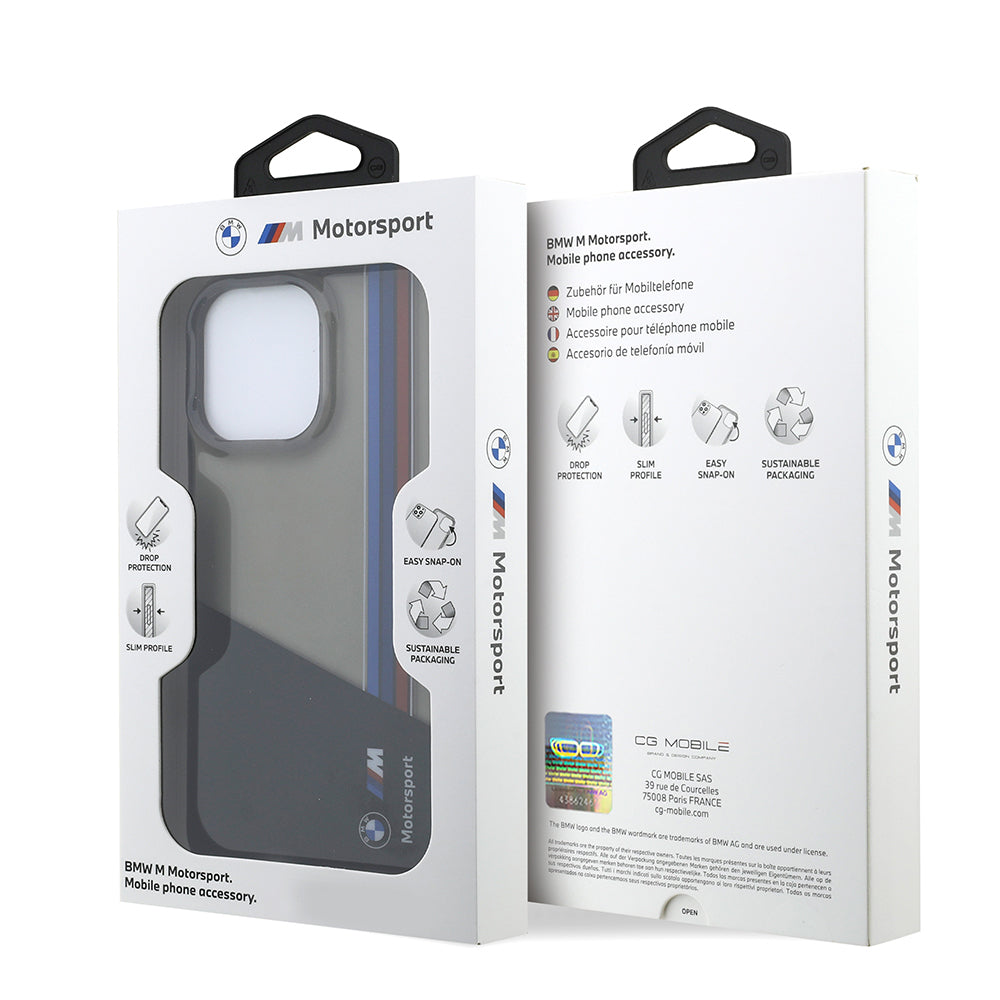 iPhone 14 Pro Max Kılıf BMW Orijinal Lisanslı Yarı Transparan M Dizayn Çizgili Kılıf