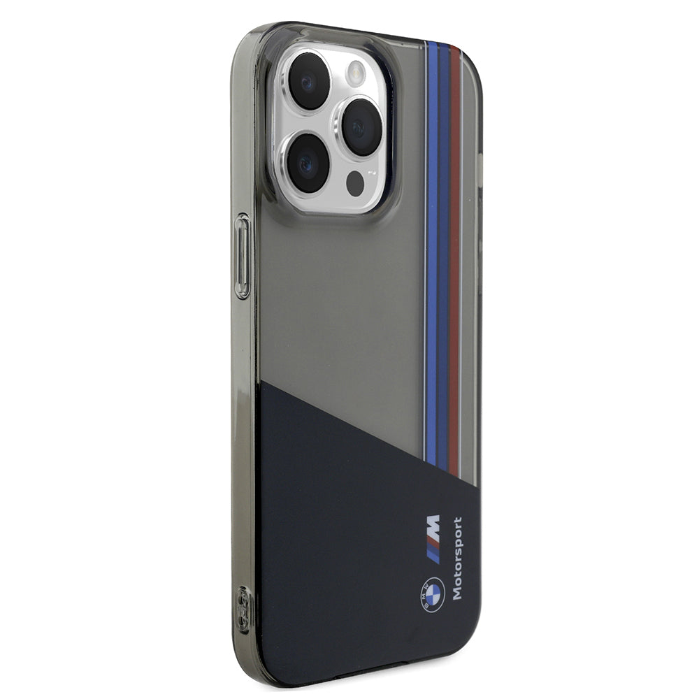 iPhone 14 Pro Max Kılıf BMW Orijinal Lisanslı Yarı Transparan M Dizayn Çizgili Kılıf