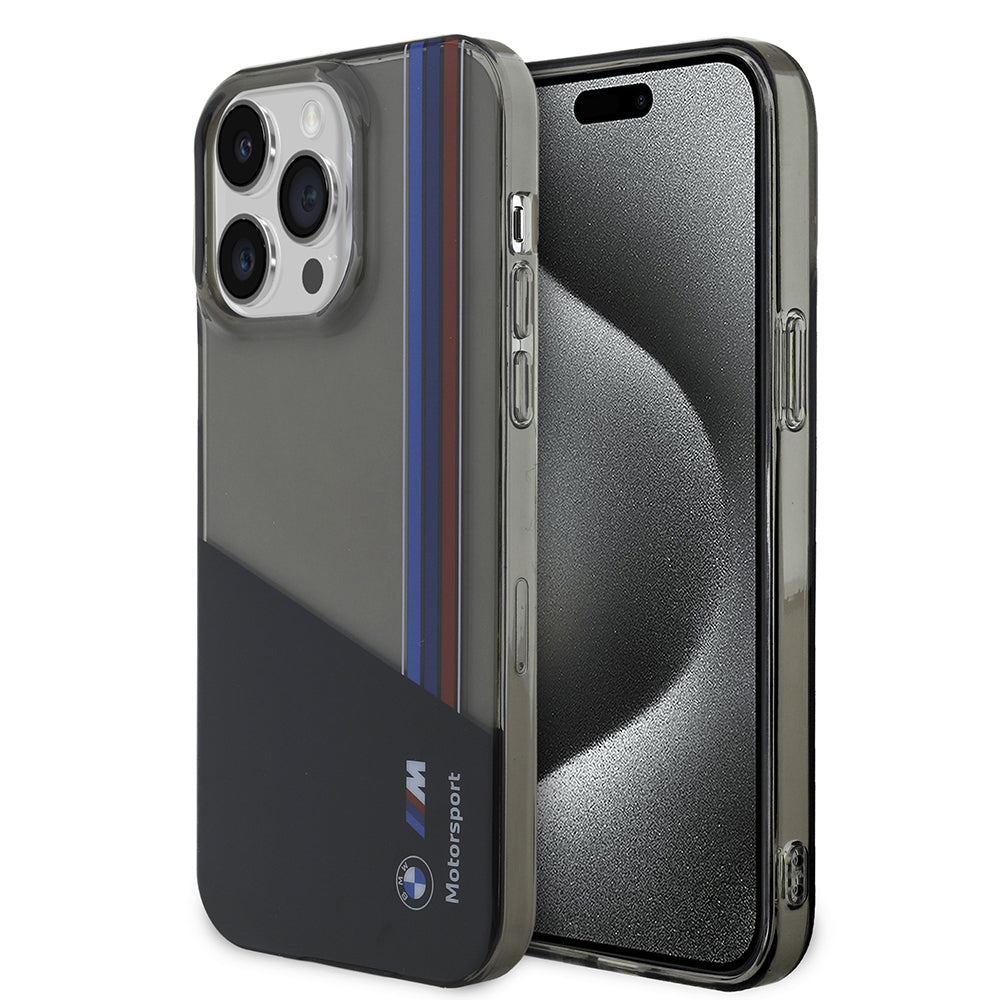 iPhone 14 Pro Max Kılıf BMW Orijinal Lisanslı Yarı Transparan M Dizayn Çizgili Kılıf