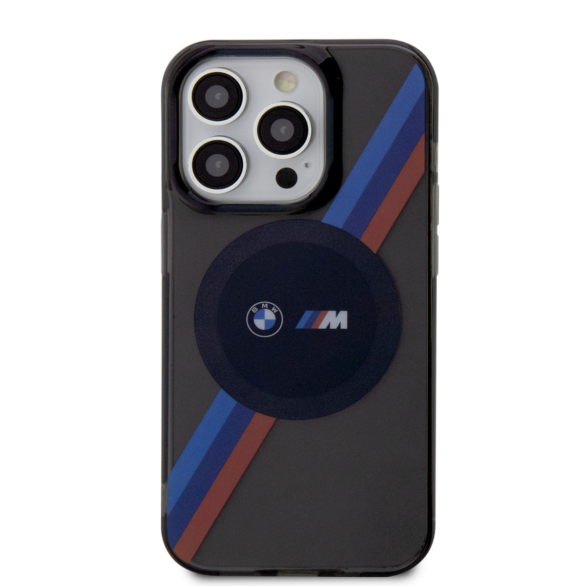iPhone 14 Pro Max Kılıf BMW M-safe Şarj Özellikli Transparan 3 Renkli Şerit Dizayn Kılıf