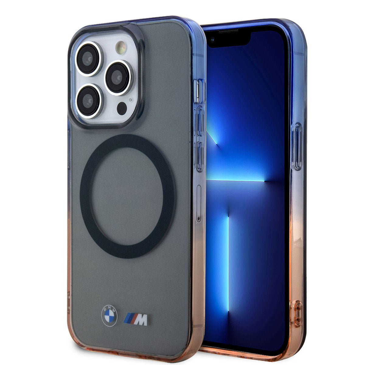 iPhone 14 Pro Max Kılıf BMW M-safe Şarj Özellikli Transparan Renk Geçişli Dizayn Kılıf