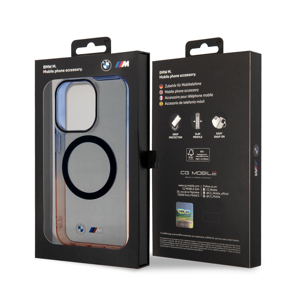 iPhone 14 Pro Max Kılıf BMW M-safe Şarj Özellikli Transparan Renk Geçişli Dizayn Kılıf