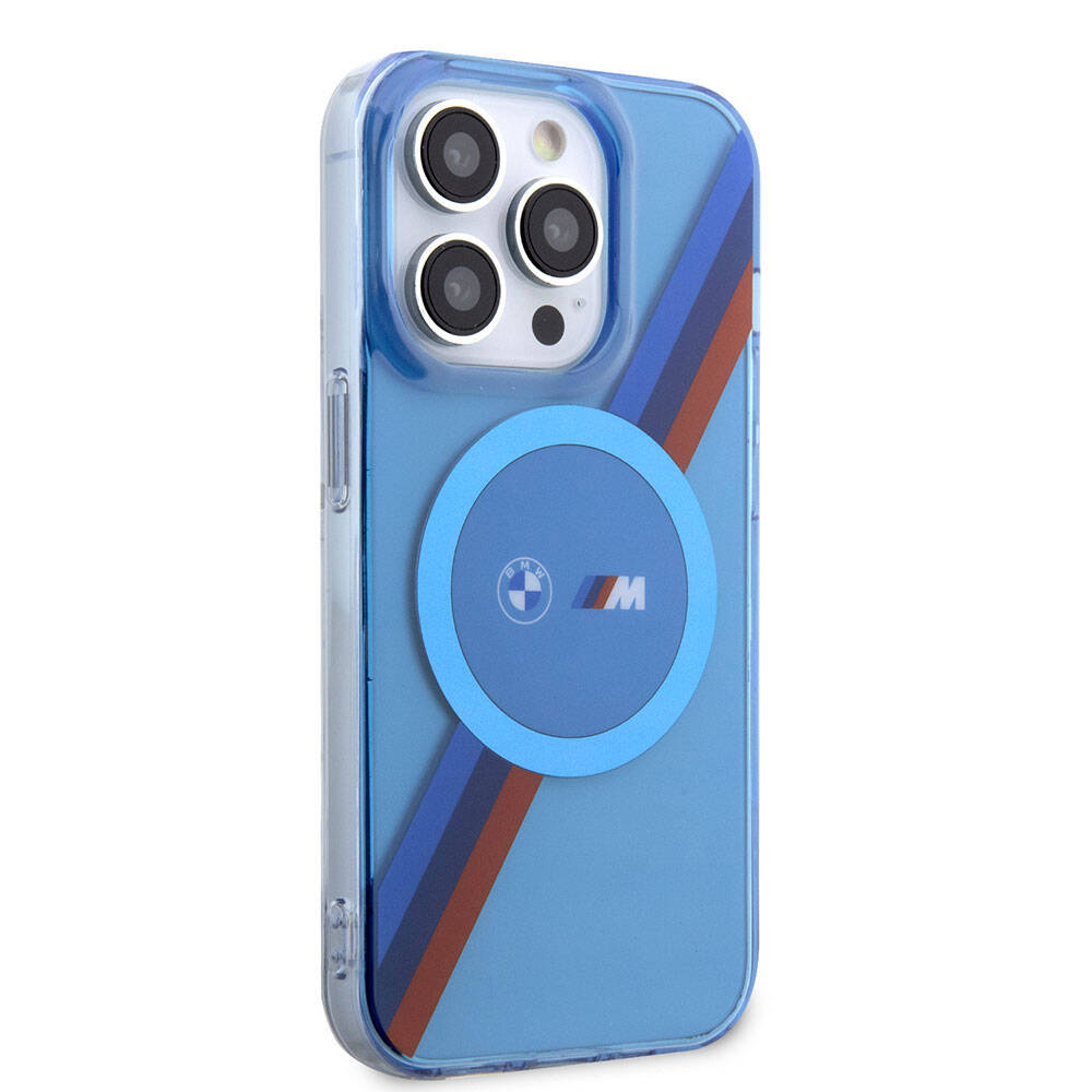 iPhone 14 Pro Max Kılıf BMW M-safe Şarj Özellikli Transparan Tricolor Stripes Orijinal Lisanslı Kılıf