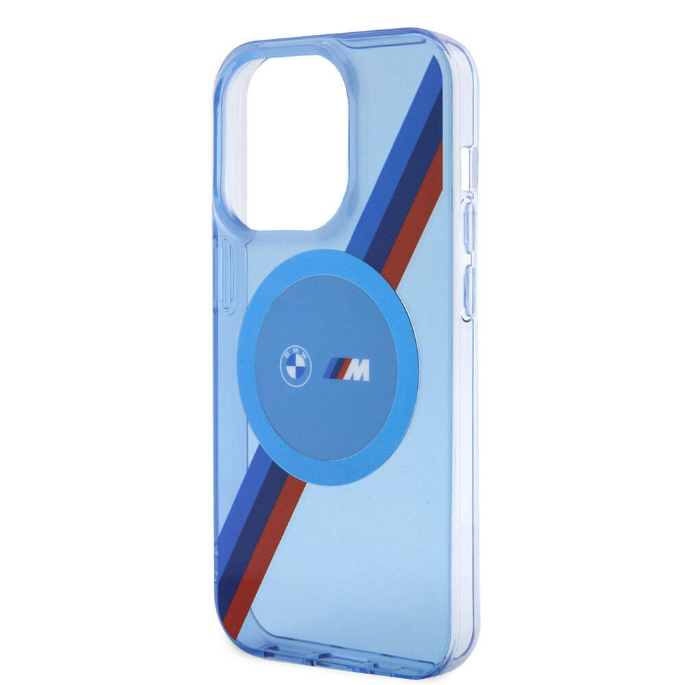 iPhone 14 Pro Max Kılıf BMW M-safe Şarj Özellikli Transparan Tricolor Stripes orijinal Lisanslı Kılıf