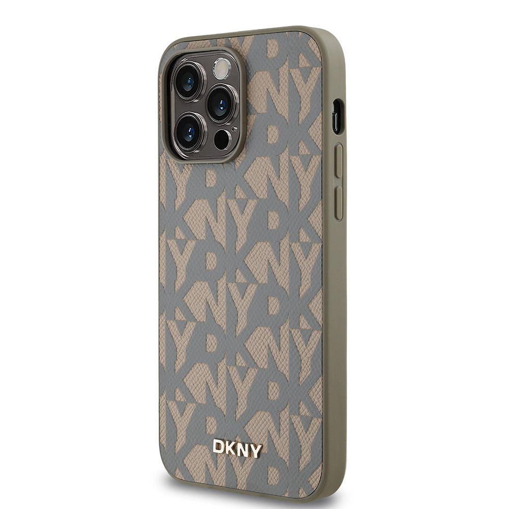 iPhone 14 Pro Max Kılıf DKNY orijinal Lisanslı M-safe Şarj Özellikli 3D Yazılı Grid Pattern Kılıf