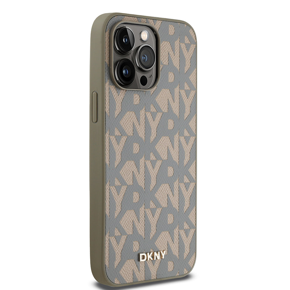 iPhone 14 Pro Max Kılıf DKNY orijinal Lisanslı M-safe Şarj Özellikli 3D Yazılı Grid Pattern Kılıf