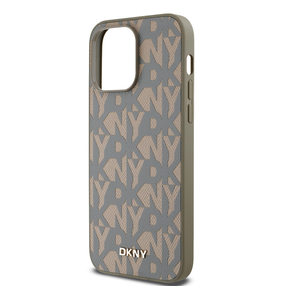 iPhone 14 Pro Max Kılıf DKNY orijinal Lisanslı M-safe Şarj Özellikli 3D Yazılı Grid Pattern Kılıf