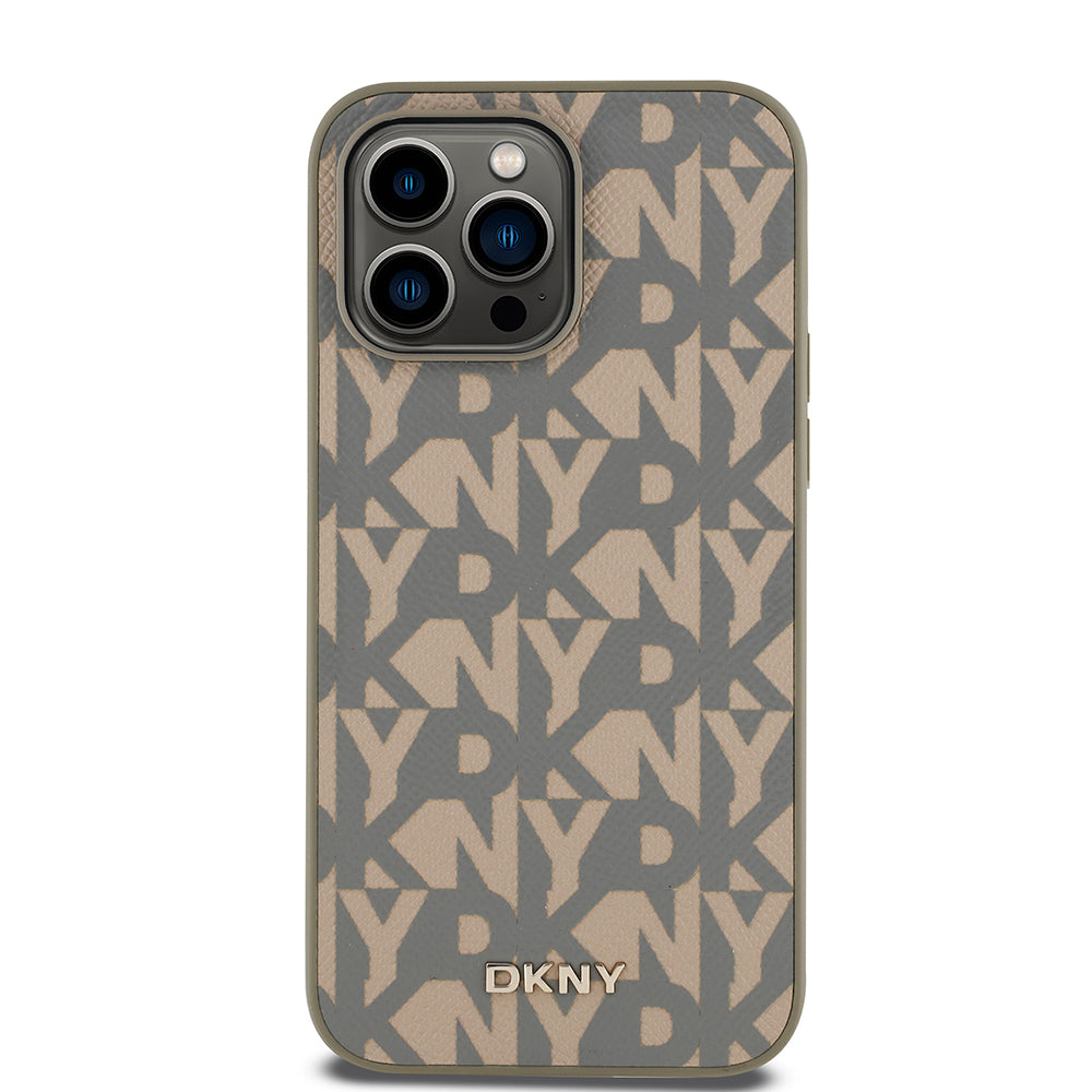 iPhone 14 Pro Max Kılıf DKNY orijinal Lisanslı M-safe Şarj Özellikli 3D Yazılı Grid Pattern Kılıf
