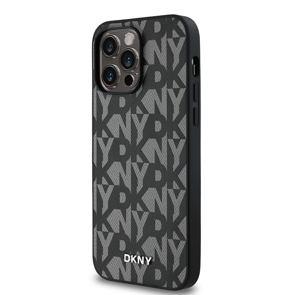 iPhone 14 Pro Max Kılıf DKNY orijinal Lisanslı M-safe Şarj Özellikli 3D Yazılı Grid Pattern Kılıf