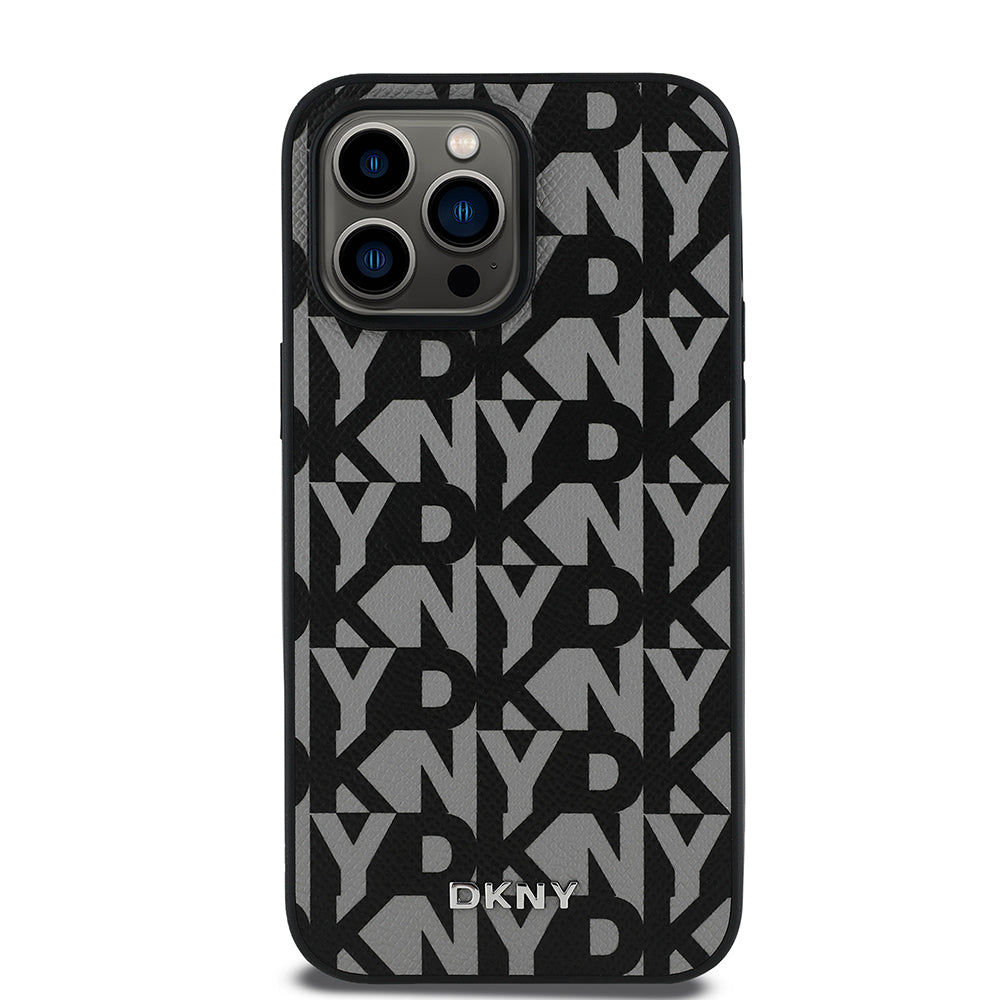 iPhone 14 Pro Max Kılıf DKNY orijinal Lisanslı M-safe Şarj Özellikli 3D Yazılı Grid Pattern Kılıf