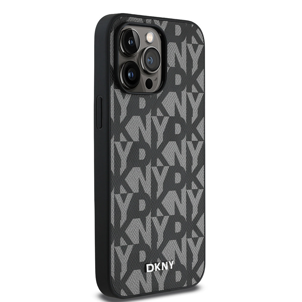 iPhone 14 Pro Max Kılıf DKNY orijinal Lisanslı M-safe Şarj Özellikli 3D Yazılı Grid Pattern Kılıf
