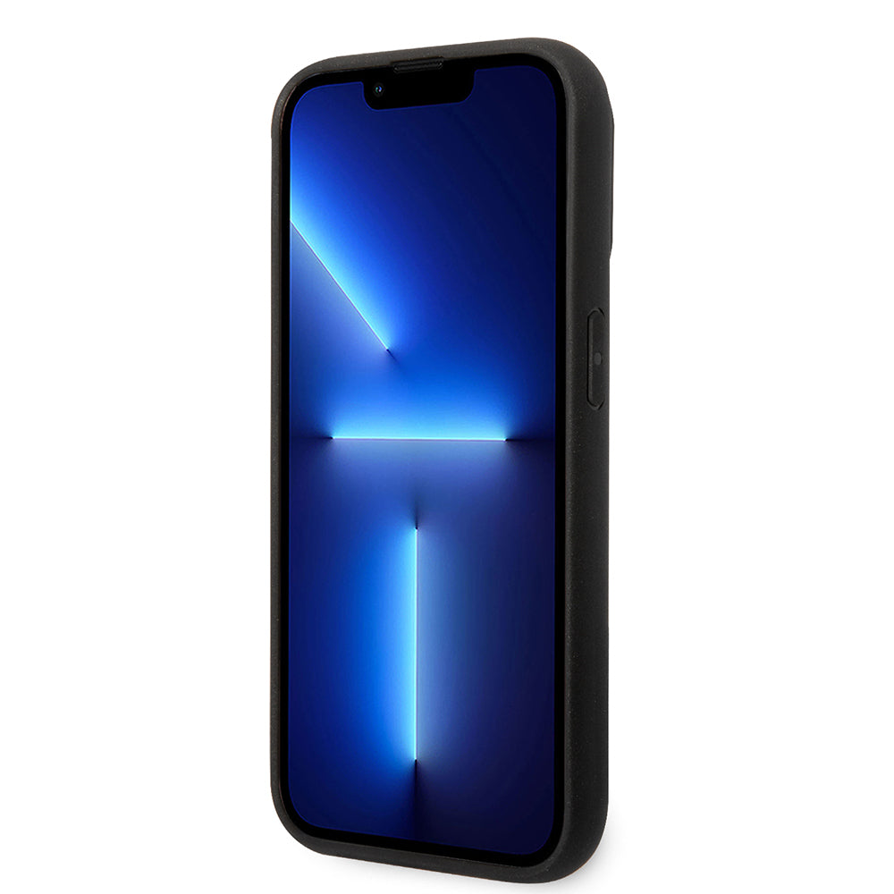 iPhone 14 Pro Max Kılıf Ferrari Orijinal Lisanlı Klasik Metal Logolu Karbon Şerit Desenli Kılıf