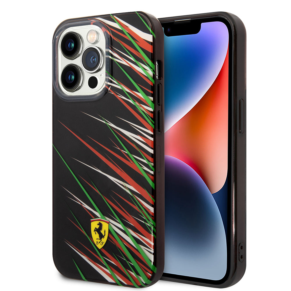 iPhone 14 Pro Max Kılıf Ferrari Orijinal Lisanslı Baskı Logolu Çimen Desenli Kılıf