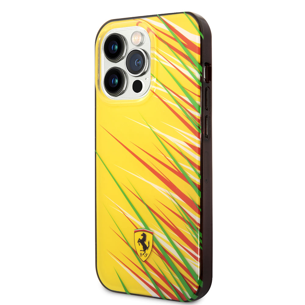 iPhone 14 Pro Max Kılıf Ferrari Orijinal Lisanslı Baskı Logolu Çimen Desenli Kılıf