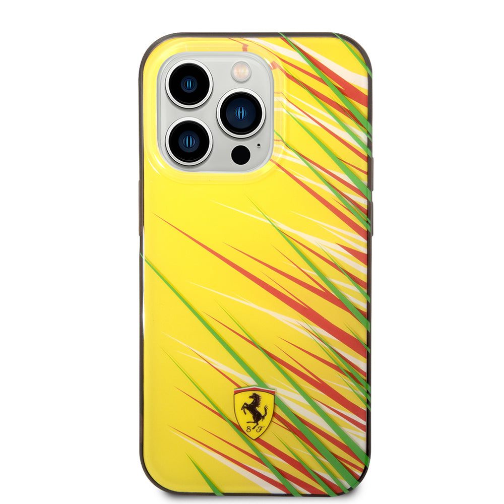 iPhone 14 Pro Max Kılıf Ferrari Orijinal Lisanslı Baskı Logolu Çimen Desenli Kılıf