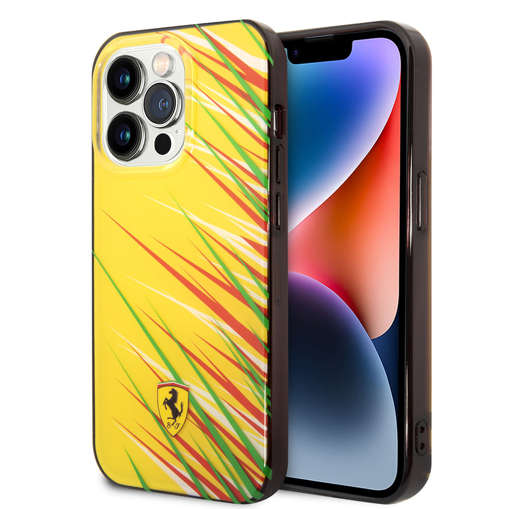 iPhone 14 Pro Max Kılıf Ferrari Orijinal Lisanslı Baskı Logolu Çimen Desenli Kılıf