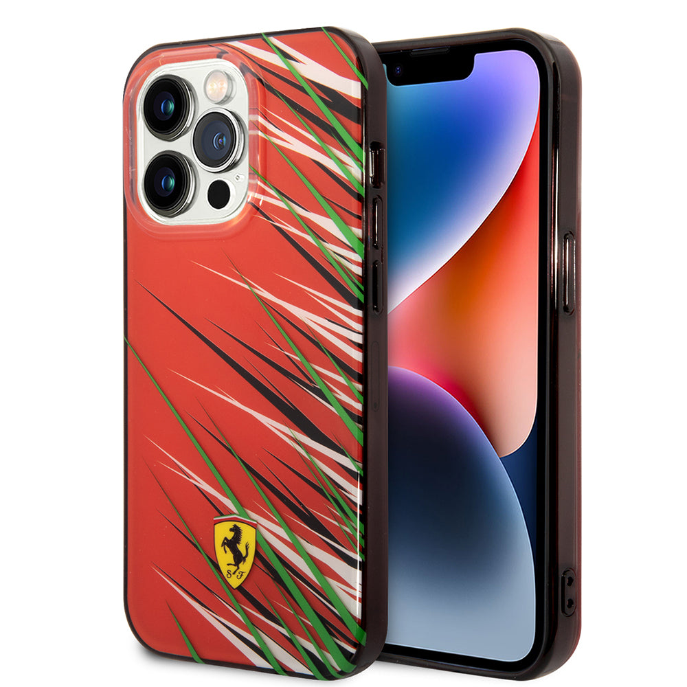 iPhone 14 Pro Max Kılıf Ferrari Orijinal Lisanslı Baskı Logolu Çimen Desenli Kılıf