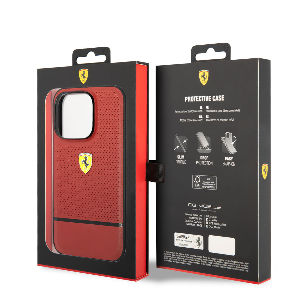 iPhone 14 Pro Max Kılıf Ferrari Orijinal Lisanslı Deri Delikli Ve Çizgili Dizayn Kılıf