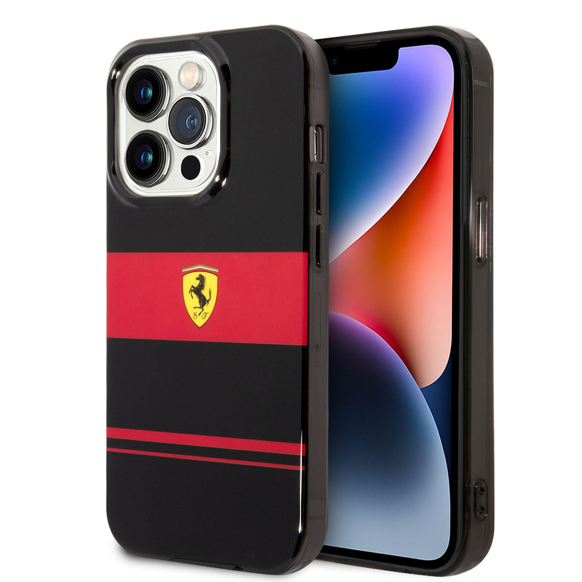 iPhone 14 Pro Max Kılıf Ferrari Orijinal Lisanslı M-safe Şarj Özellikli Yatay Çizgili Dizayn Kılıf