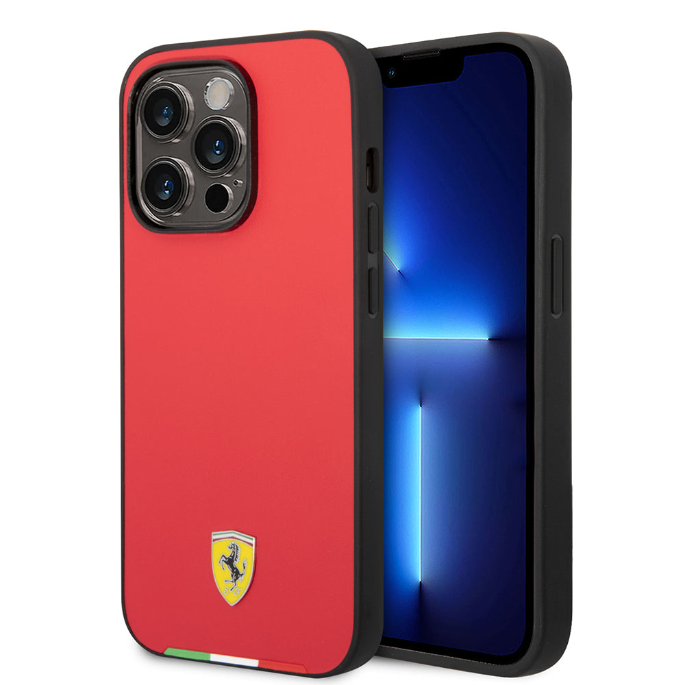 iPhone 14 Pro Max Kılıf Ferrari Orijinal Lisanslı PU Deri İtalyan Bayrak Dizayn Kılıf