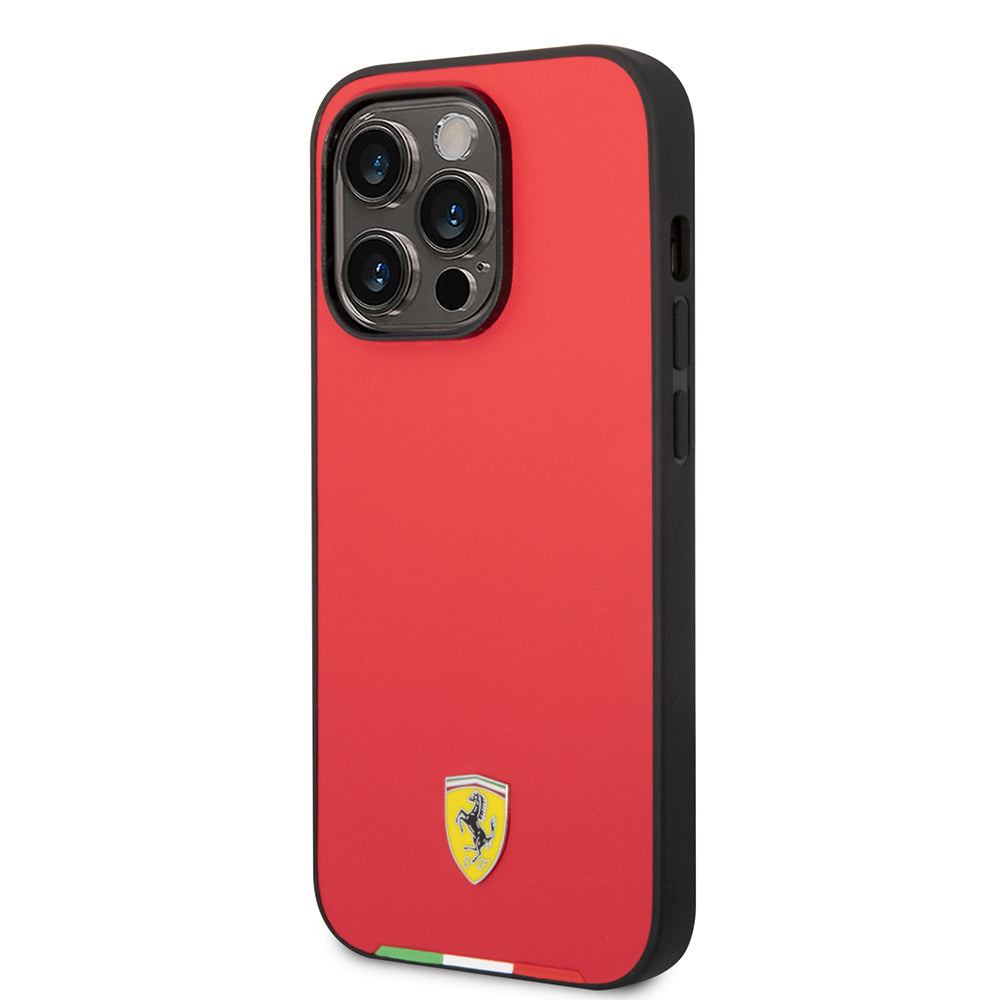 iPhone 14 Pro Max Kılıf Ferrari Orijinal Lisanslı PU Deri İtalyan Bayrak Dizayn Kılıf