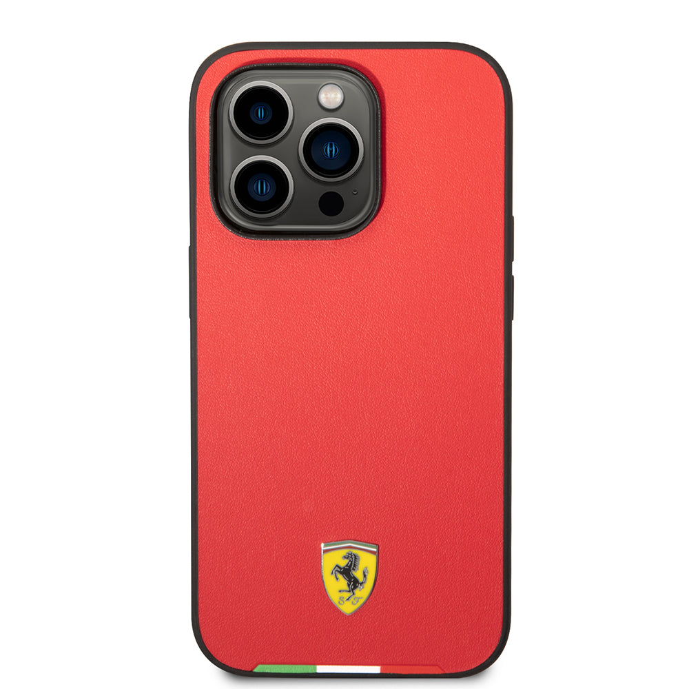 iPhone 14 Pro Max Kılıf Ferrari Orijinal Lisanslı PU Deri İtalyan Bayrak Dizayn Kılıf