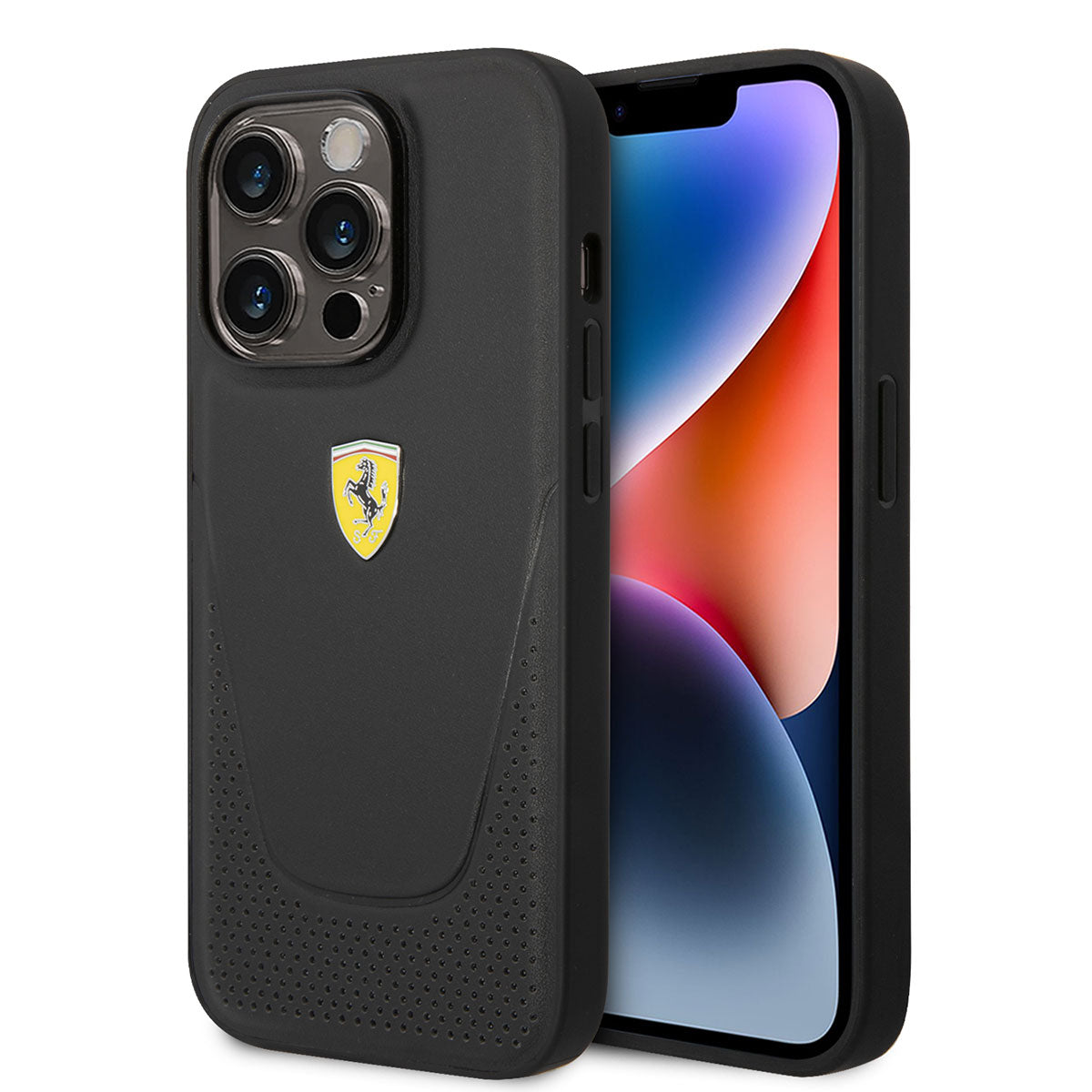 iPhone 14 Pro Max Kılıf Ferrari Deri Delikli Dizayn Kılıf