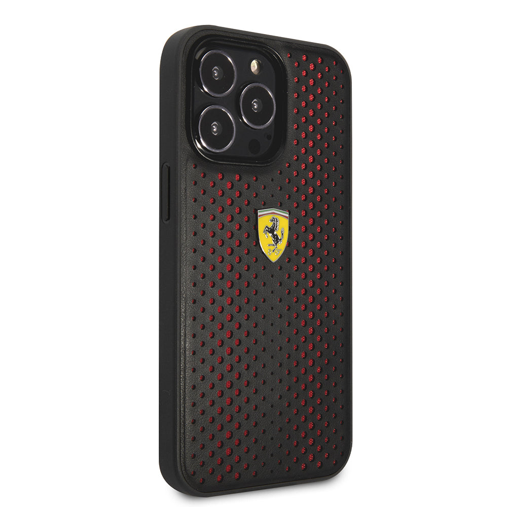 iPhone 14 Pro Max Kılıf Ferrari Deri Sarı Noktalı Dizayn Kılıf