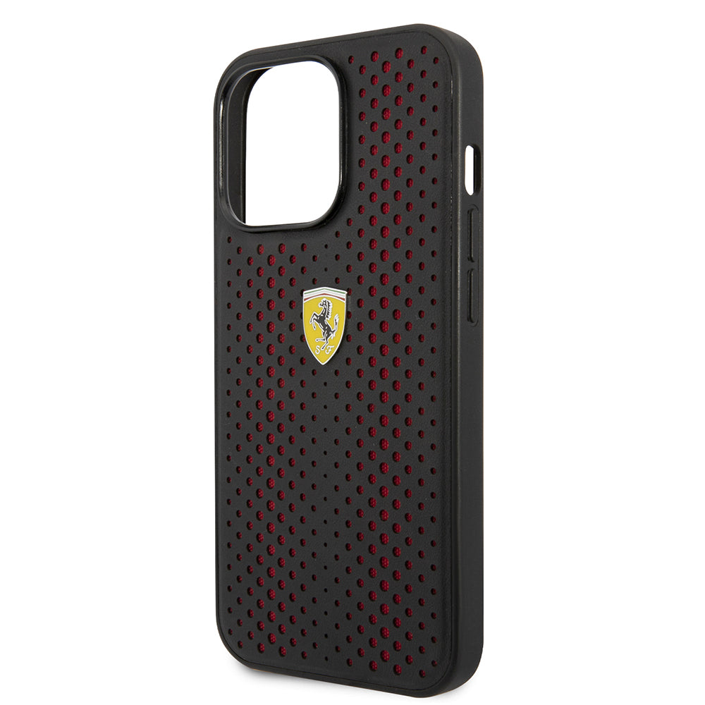 iPhone 14 Pro Max Kılıf Ferrari Deri Sarı Noktalı Dizayn Kılıf