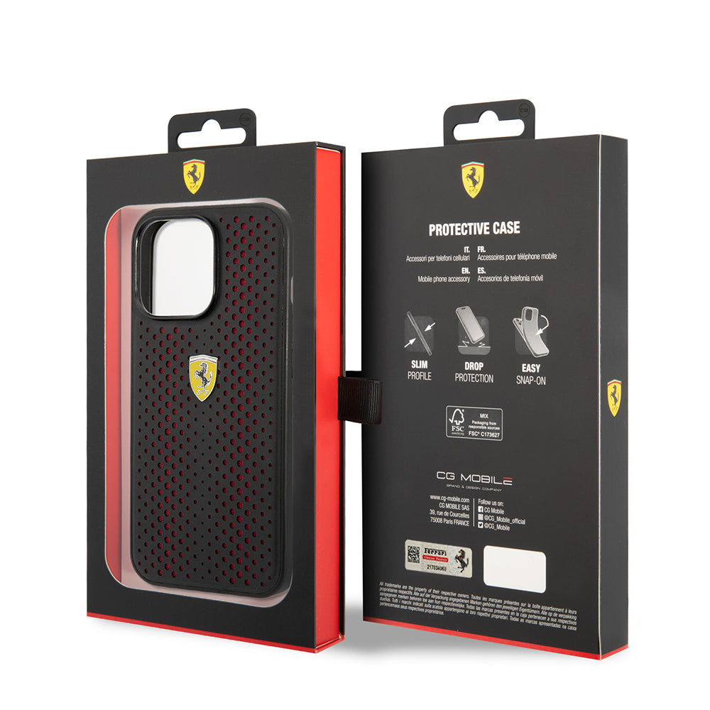 iPhone 14 Pro Max Kılıf Ferrari Deri Sarı Noktalı Dizayn Kılıf
