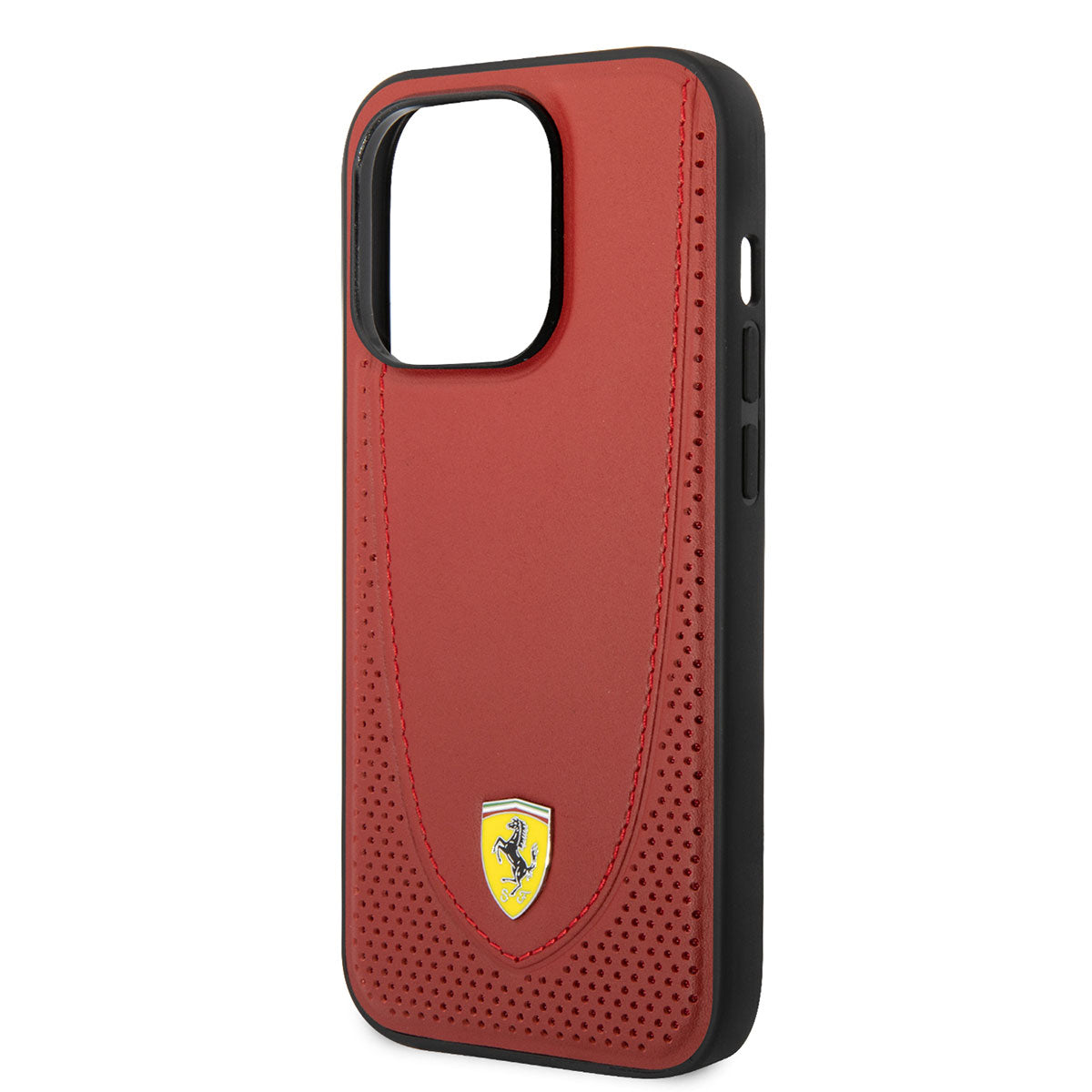 iPhone 14 Pro Max Kılıf Ferrari M-safe Şarj Özellikli Deri Delikli Dikişli Dizayn Kılıf