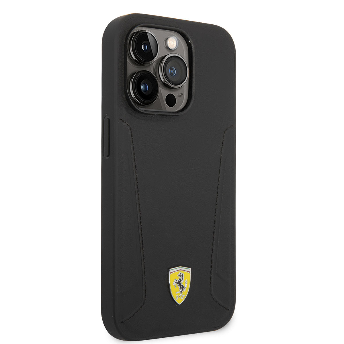 iPhone 14 Pro Max Kılıf Ferrari M-safe Şarj Özellikli Deri Kenarları Damgalı Dizayn Kılıf