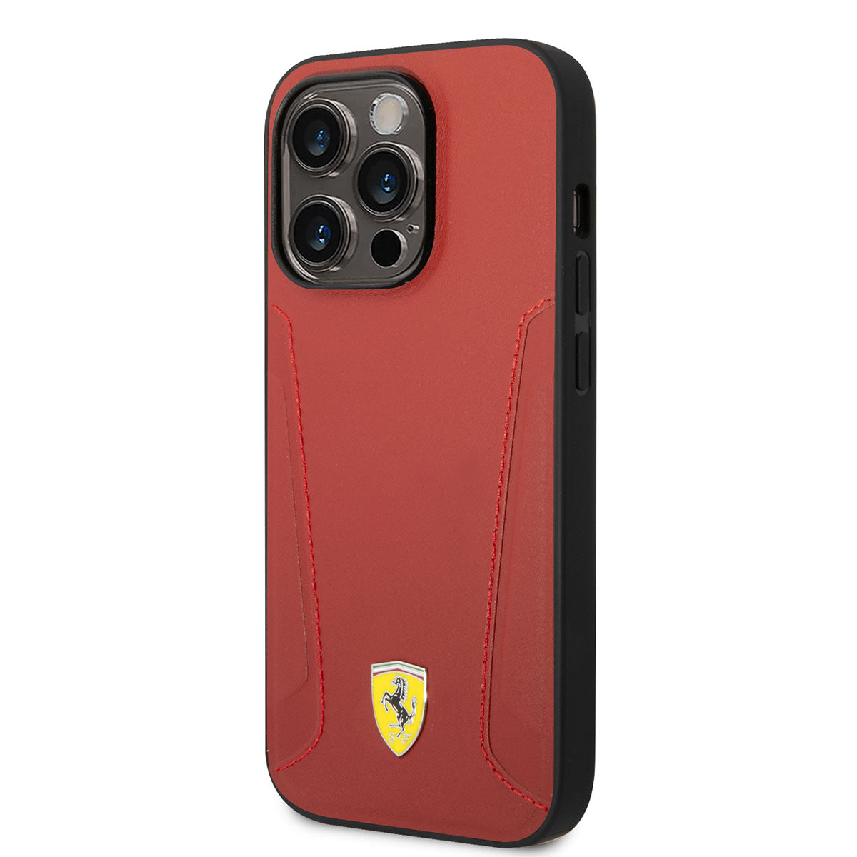iPhone 14 Pro Max Kılıf Ferrari M-safe Şarj Özellikli Deri Kenarları Damgalı Dizayn Kılıf