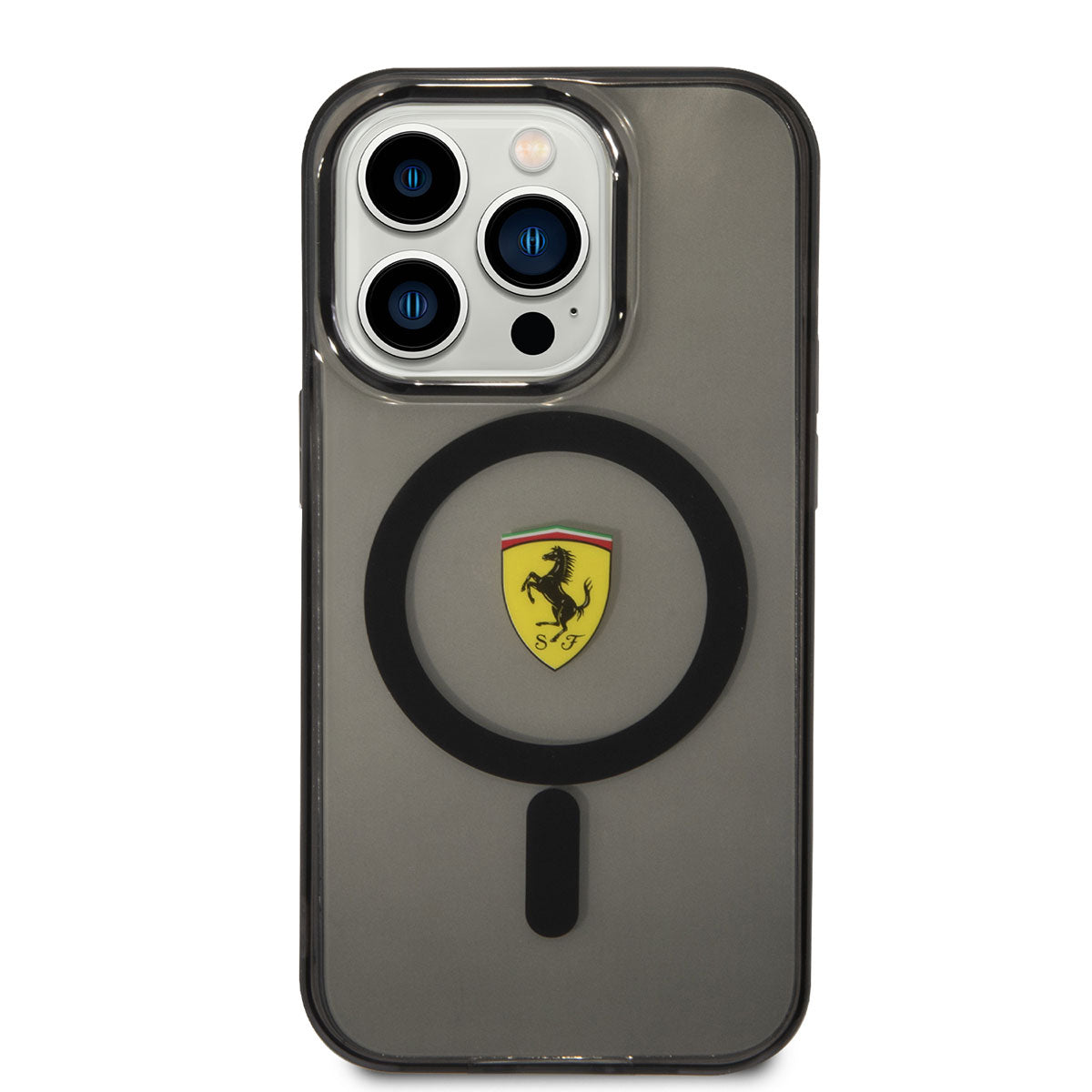 iPhone 14 Pro Max Kılıf Ferrari M-safe Şarj Özellikli Yarı Transparan Dizayn Kılıf