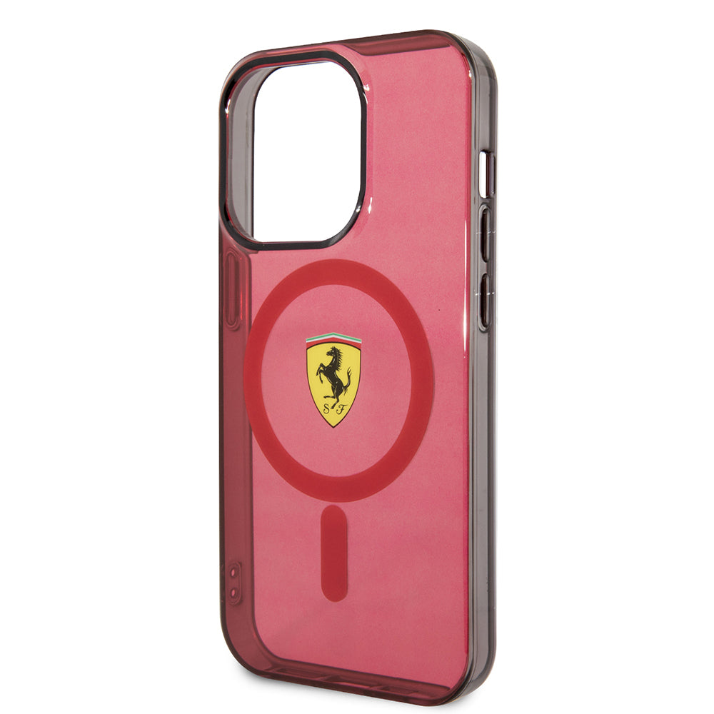iPhone 14 Pro Max Kılıf Ferrari M-safe Şarj Özellikli Yarı Transparan Dizayn Kılıf