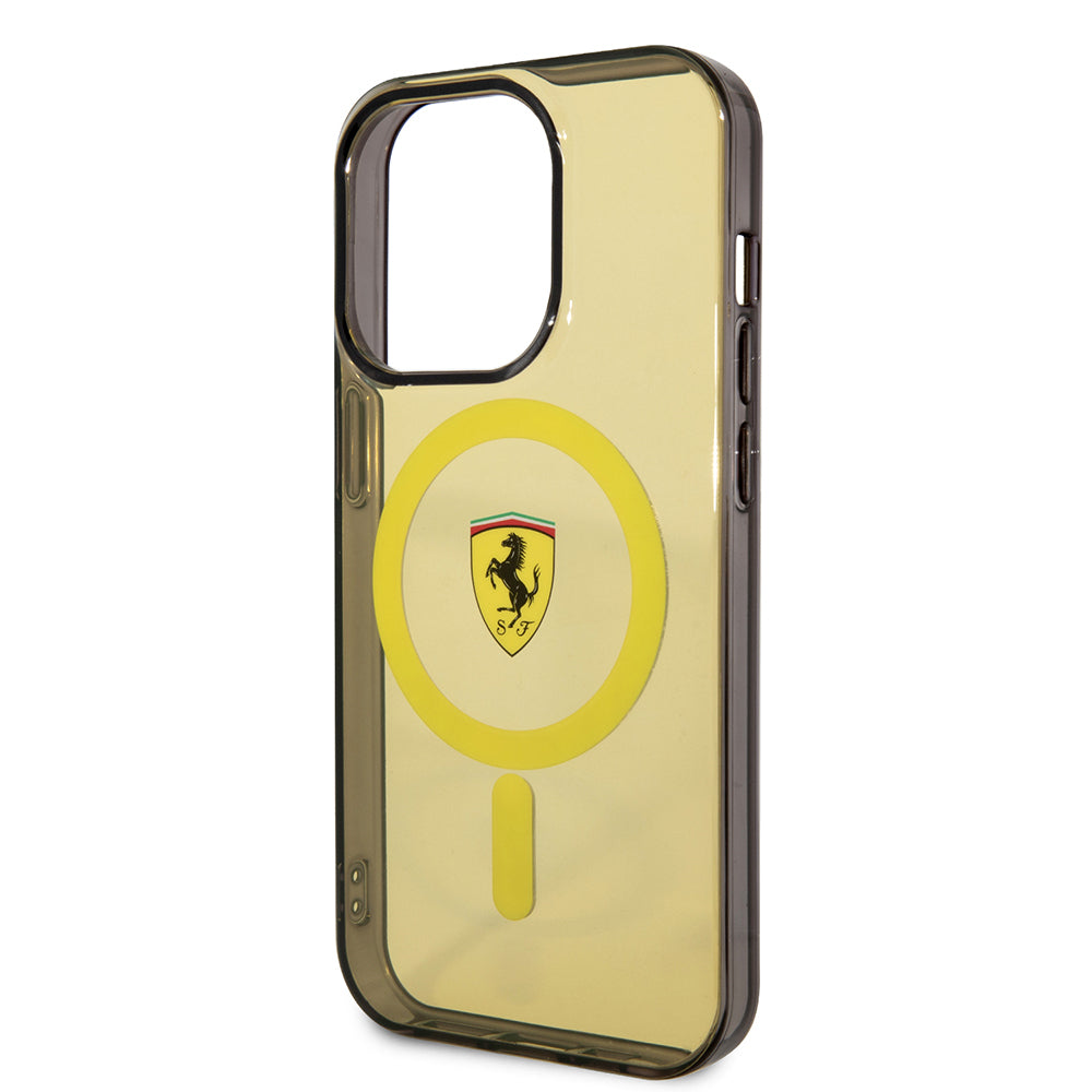 iPhone 14 Pro Max Kılıf Ferrari M-safe Şarj Özellikli Yarı Transparan Dizayn Kılıf