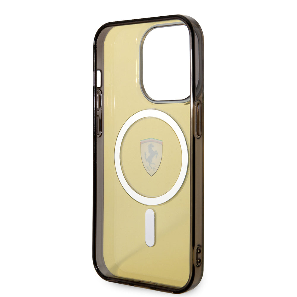iPhone 14 Pro Max Kılıf Ferrari M-safe Şarj Özellikli Yarı Transparan Dizayn Kılıf