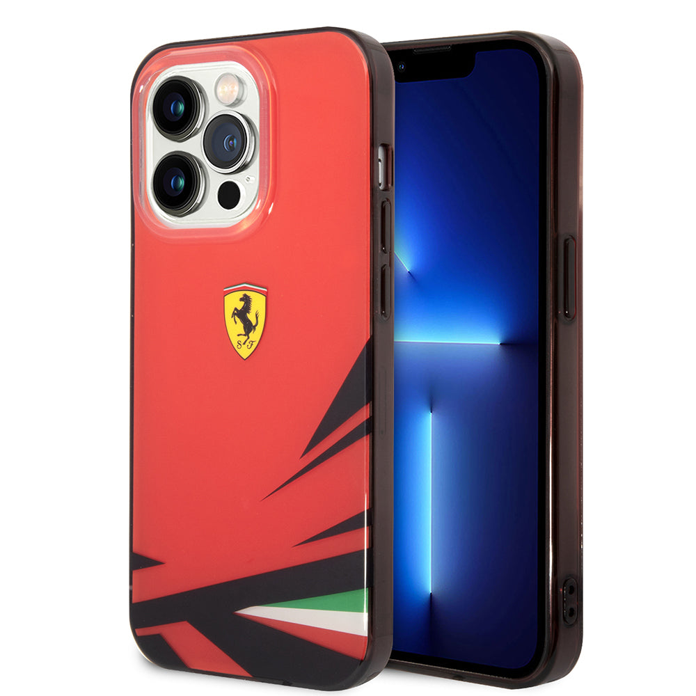 iPhone 14 Pro Max Kılıf Ferrari Sarı İtalyan Bayrak Baskılı Dizayn Kılıf