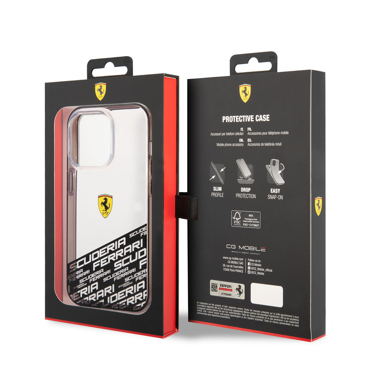iPhone 14 Pro Max Kılıf Ferrari Transparan Alt Kısım Baskılı Dizayn Kılıf