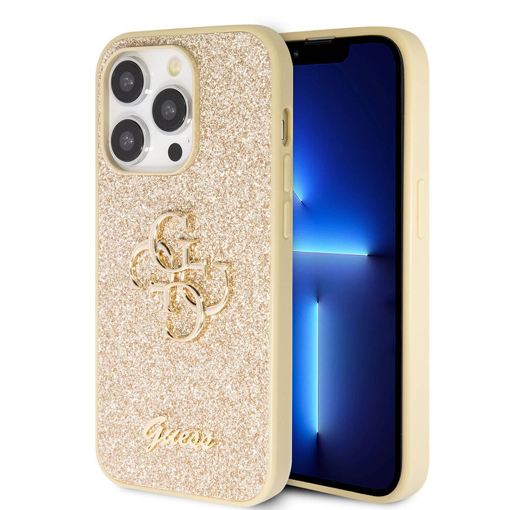 iPhone 14 Pro Max Kılıf Guess Orijinal Lisanslı 4G Büyük Metal Logolu Glitter Kılıf