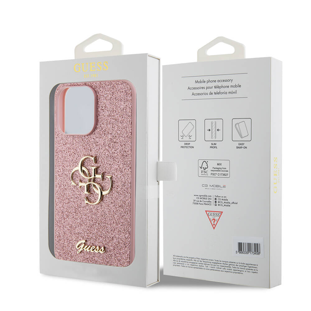 iPhone 14 Pro Max Kılıf Guess Orijinal Lisanslı 4G Büyük Metal Logolu Glitter Kılıf