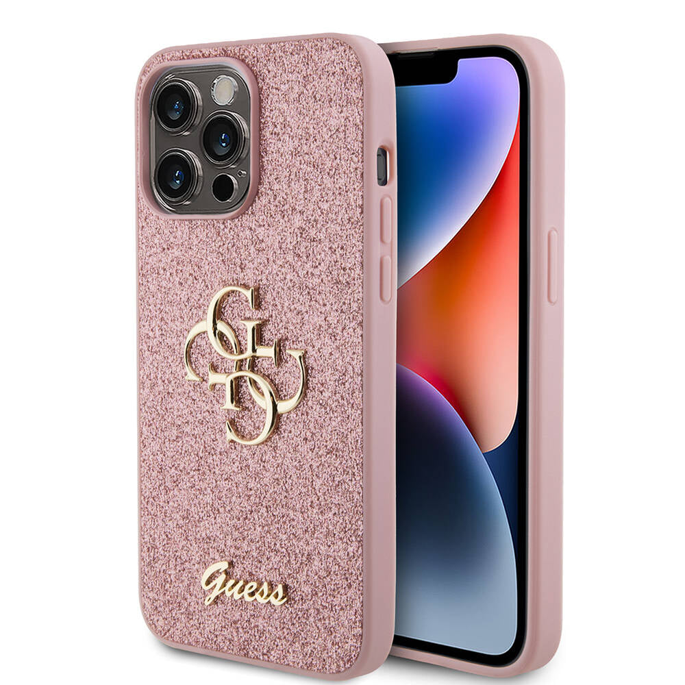 iPhone 14 Pro Max Kılıf Guess Orijinal Lisanslı 4G Büyük Metal Logolu Glitter Kılıf