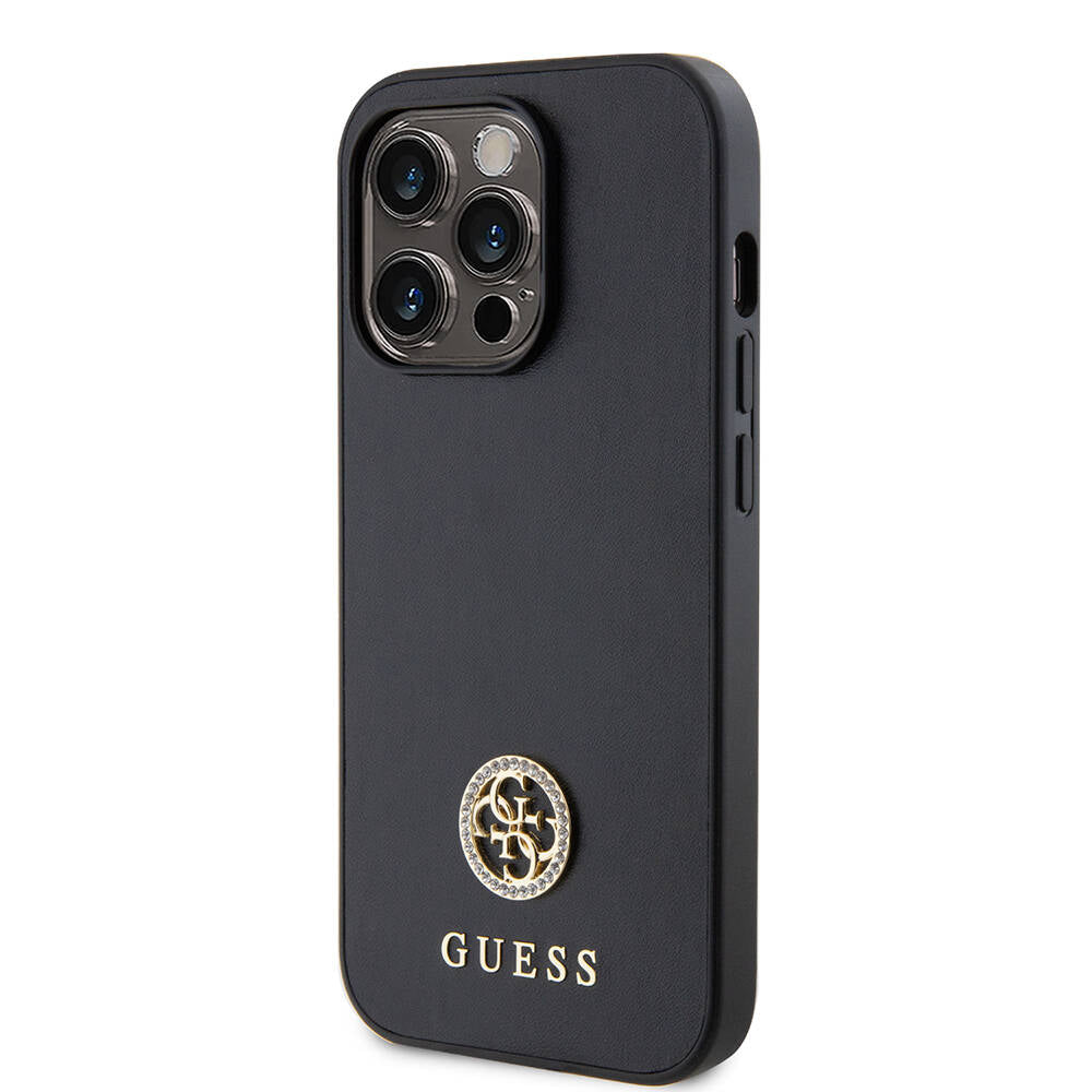 iPhone 14 Pro Max Kılıf Guess Orijinal Lisanslı Deri 4G Metal Logo Strass Kılıf