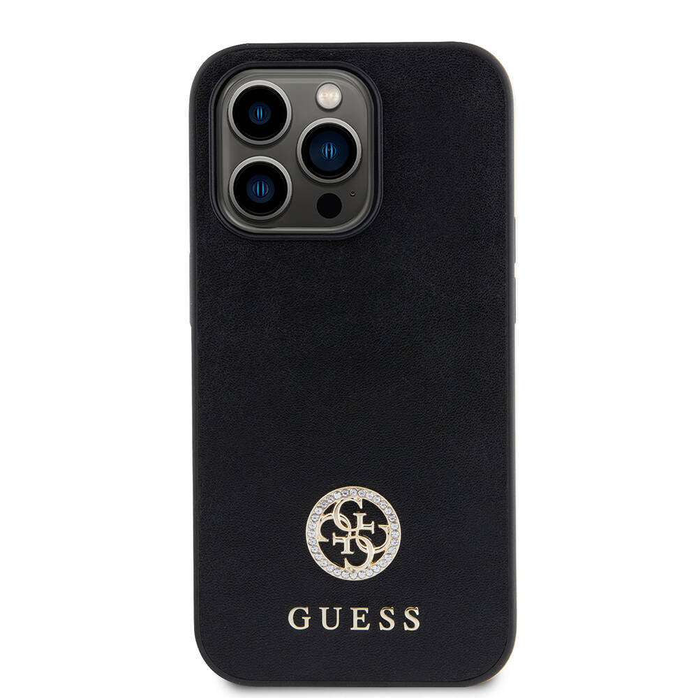 iPhone 14 Pro Max Kılıf Guess Orijinal Lisanslı Deri 4G Metal Logo Strass Kılıf