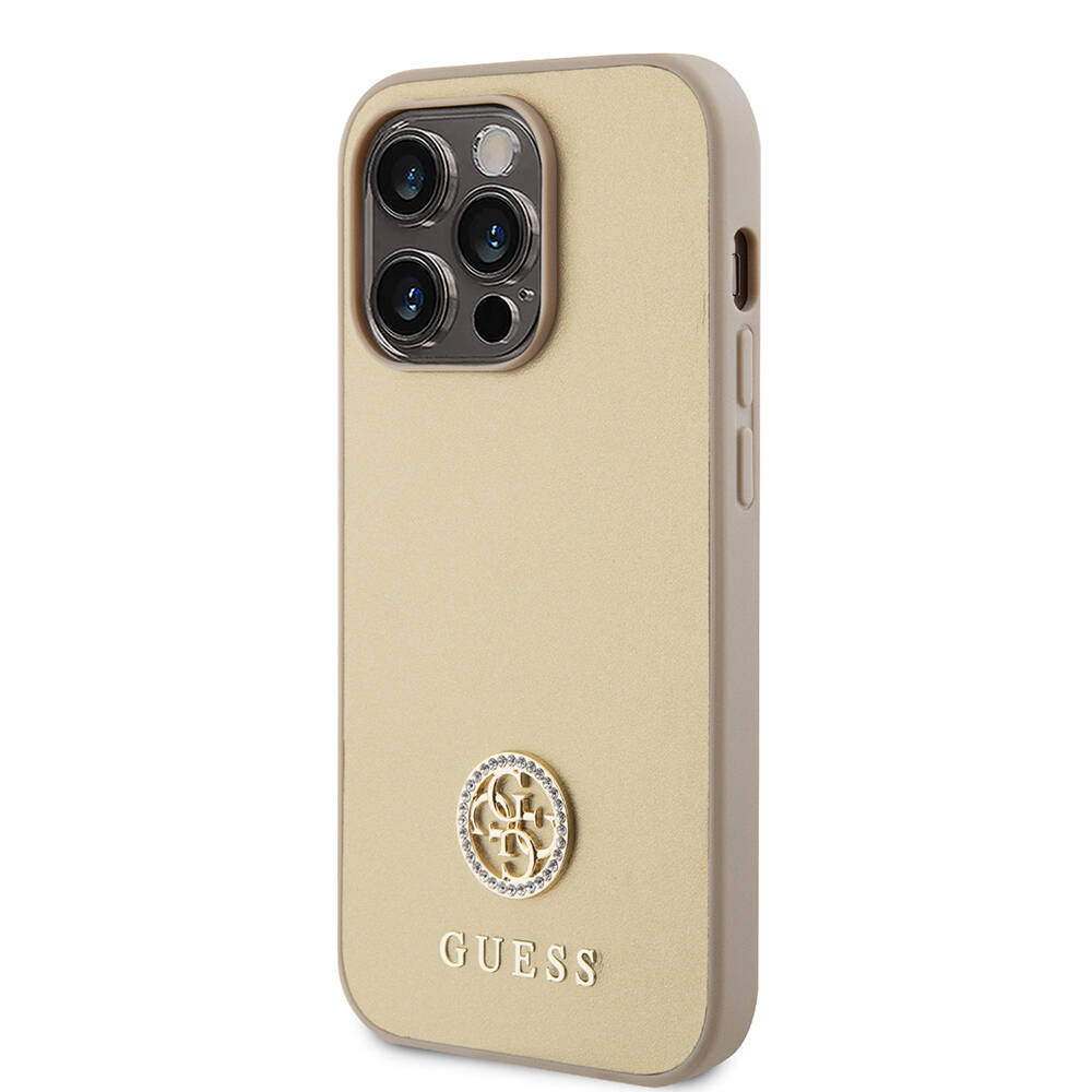 iPhone 14 Pro Max Kılıf Guess Orijinal Lisanslı Deri 4G Metal Logo Strass Kılıf