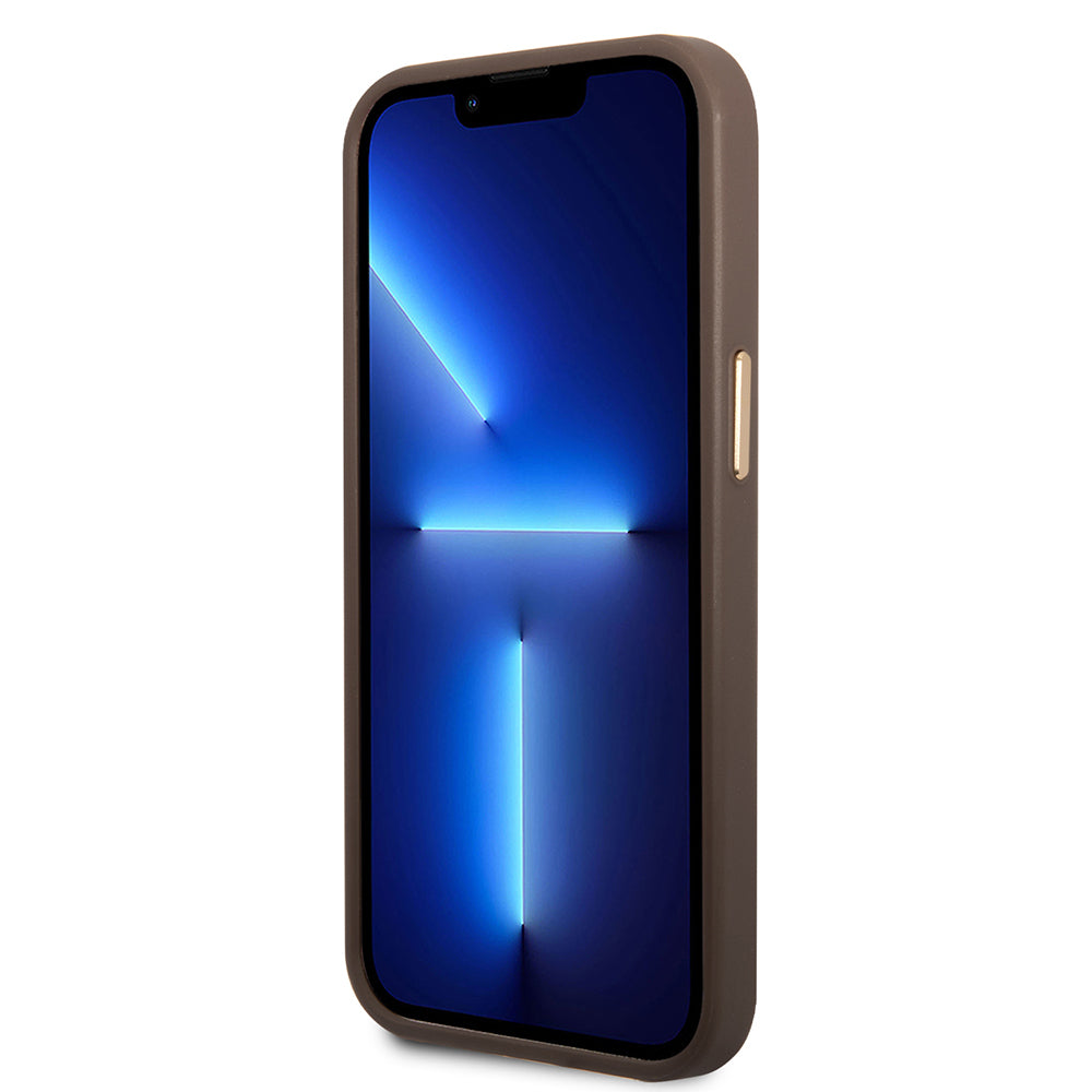 iPhone 14 Pro Max Kılıf Guess Orijinal Lisanslı M-safe Şarj Özellikli 4G Desenli PU Metal Plaka Klasik Logolu Kılıf