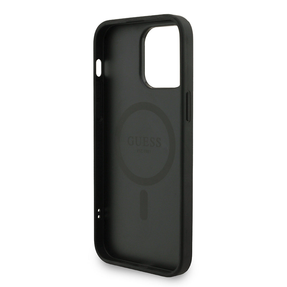 iPhone 14 Pro Max Kılıf Guess Orijinal Lisanslı M-safe Şarj Özellikli PU Deri Bilek Askı İpli Yazı Logolu Kılıf