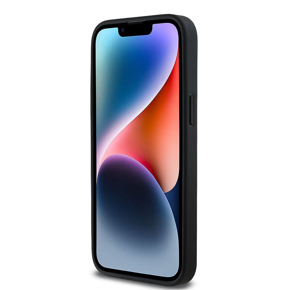 iPhone 14 Pro Max Kılıf Guess Orijinal Lisanslı M-safe Şarj Özellikli Taneli Çiçek Tasarımlı Metal Yazı Logolu Kılıf