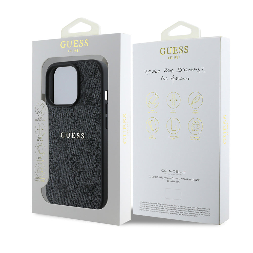 iPhone 14 Pro Max Kılıf Guess Orijinal Lisanslı M-safe Şarj Özellikli 4G Desen Yazı Logolu Kılıf