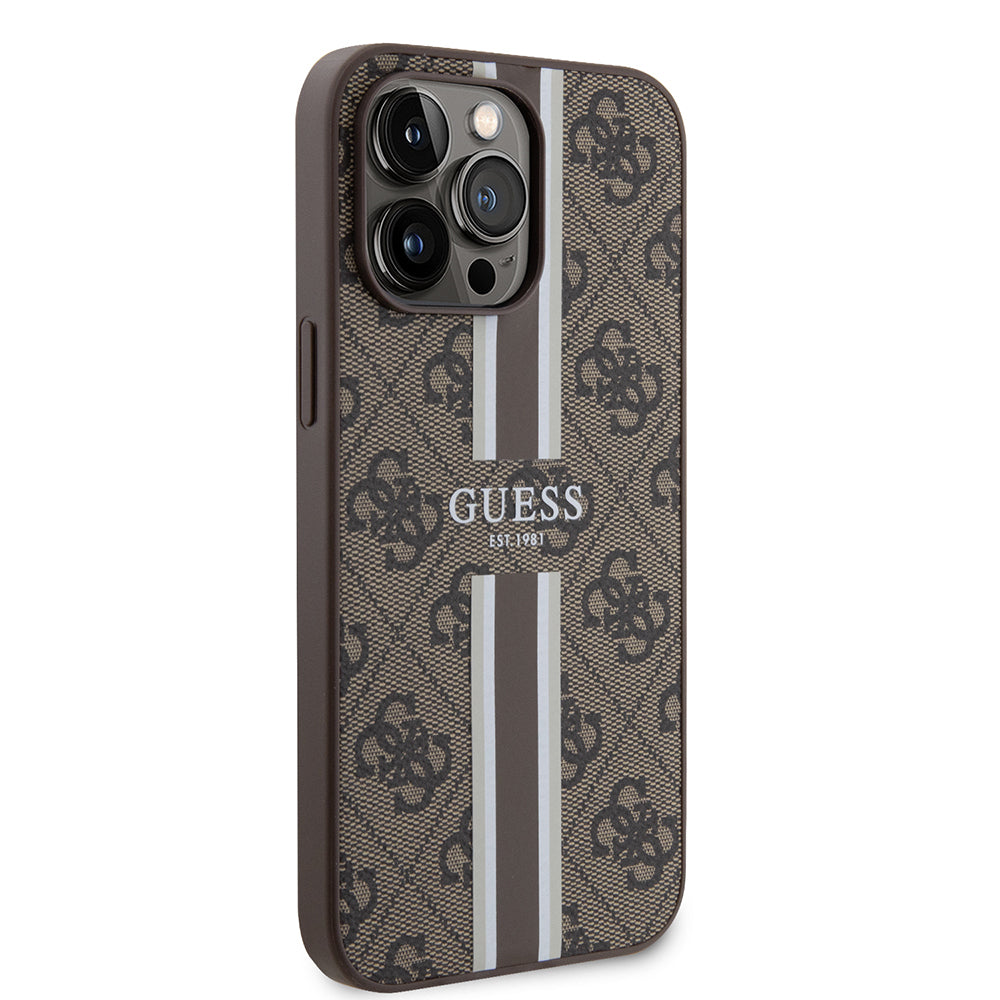 iPhone 14 Pro Max Kılıf Guess Orijinal Lisanslı M-safe Şarj Özellikli 4G Şerit Tasarımlı Printed Kılıf